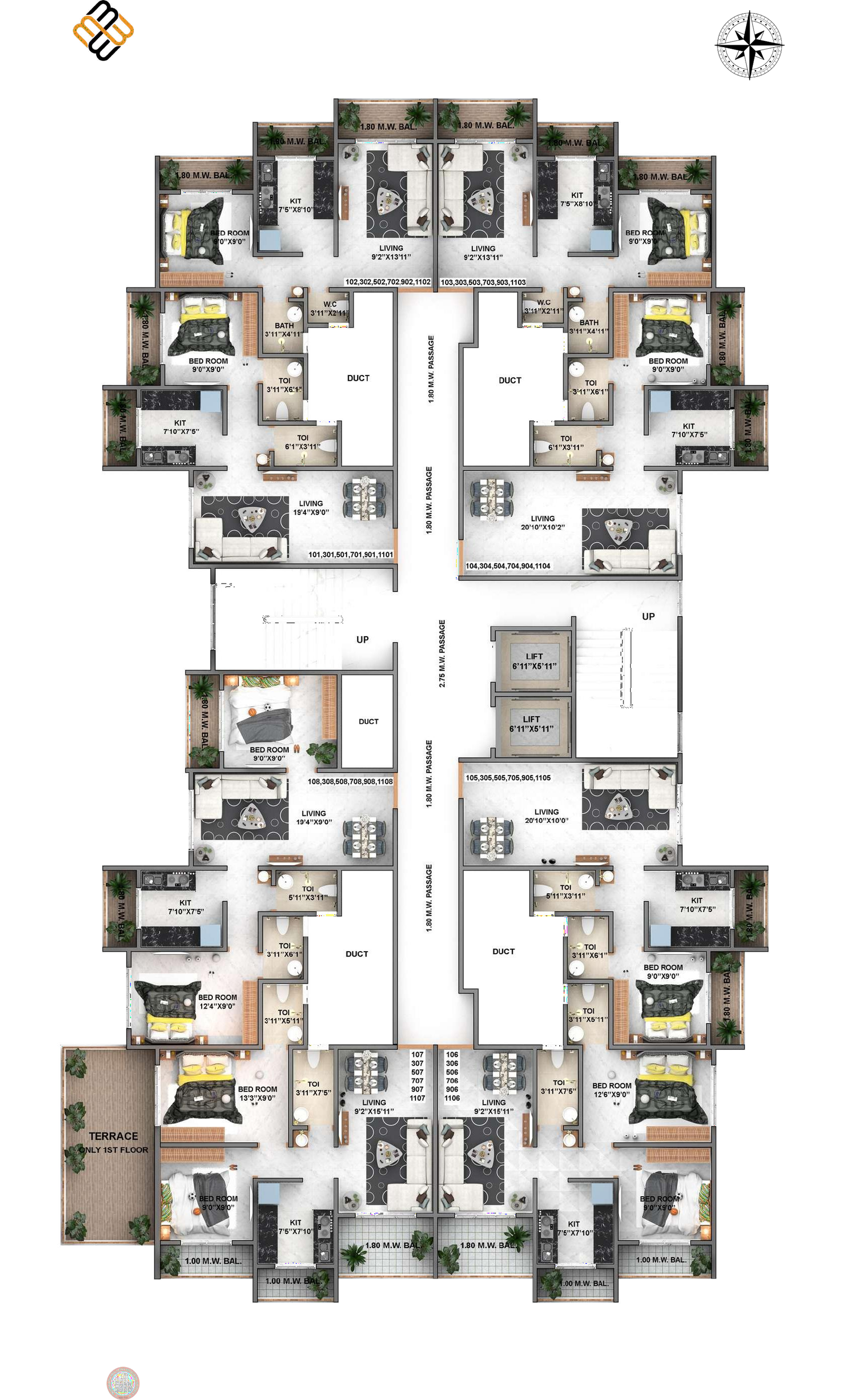 Tower N Floor Plan